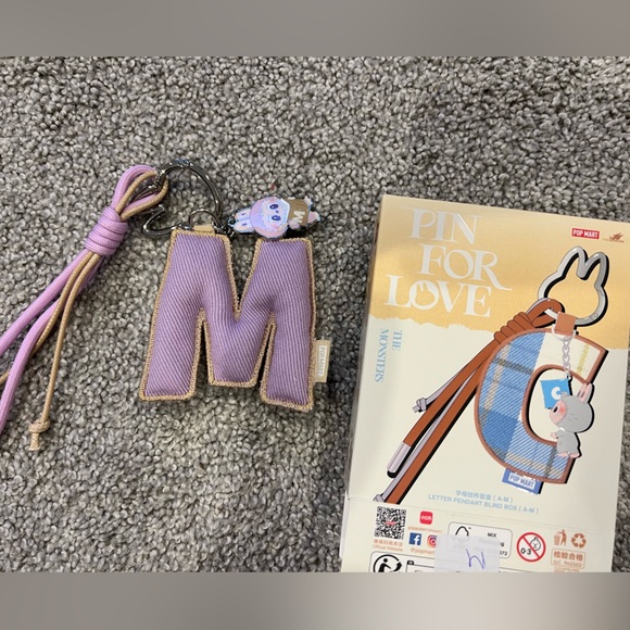 Pop Mart Labubu The Monsters Pin for Love Series "M" Letter Pendant - Picture 3 of 4